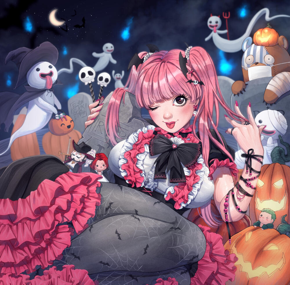 Halfbody with complex background and additional details