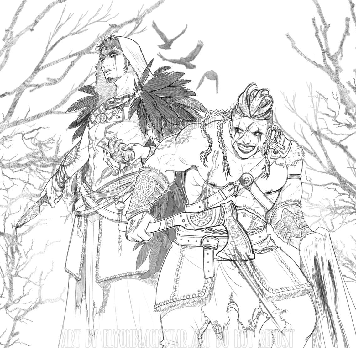 Black&amp;White Fullbody with background and complex design sample